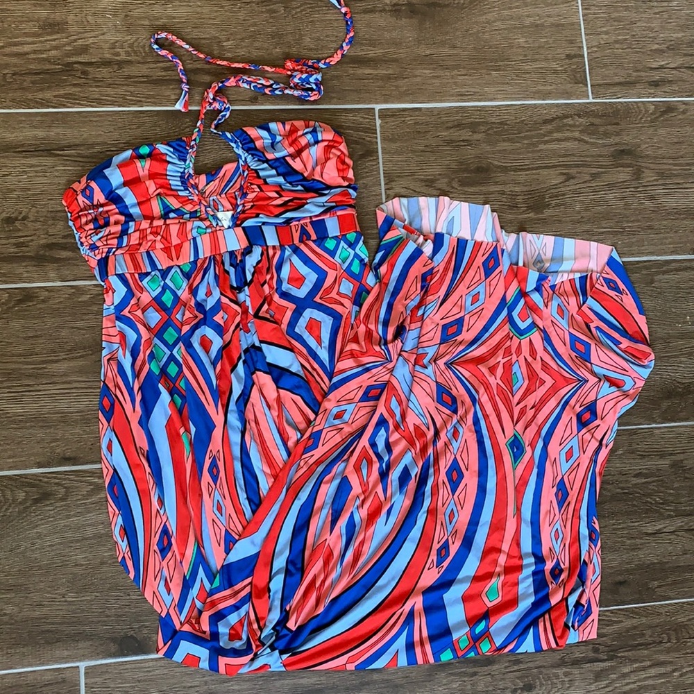 Multicolor Maxi Dress Keyhole Front Halter